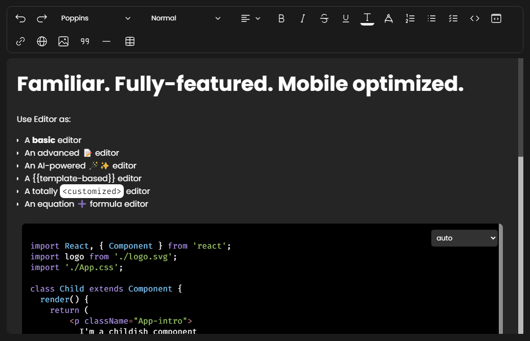 Lidia React Editor